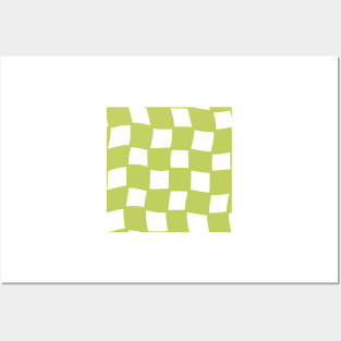 Abstract Checker Board - lime green Posters and Art